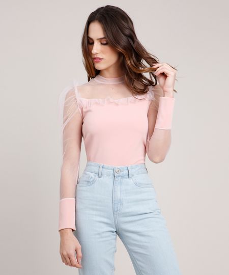 Blusa-Feminina-Mindset-com-Tule-e-Babado-Manga-Longa-Decote-Redondo-Rose-9883319-Rose_1 Blusa-Feminina-Mindset-com-Tule-e-Babado-Manga-Longa-Decote-Redondo-Rose-9883319-Rose_1