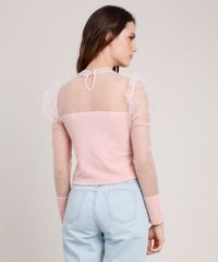 Blusa-Feminina-Mindset-com-Tule-e-Babado-Manga-Longa-Decote-Redondo-Rose-9883319-Rose_2