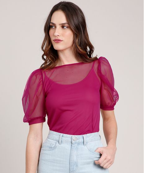 Blusa-Feminina-Mindset-em-Tule-Manga-Bufante-Decote-Redondo-Pink-9880206-Pink_1
