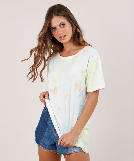 Blusa-Feminina-Blueman-Estampada-Tie-Dye-Manga-Curta-Decote-Redondo-Amarela-9802586-Amarelo_1
