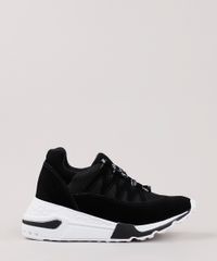 Tenis-Chunky-Feminino-Oneself-com-Recortes-em-Suede-Preto-9829803-Preto_1