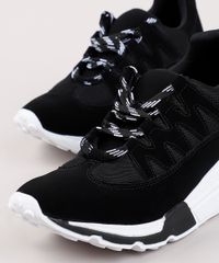 Tenis-Chunky-Feminino-Oneself-com-Recortes-em-Suede-Preto-9829803-Preto_2