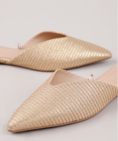 mule feminino dourado