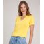 Blusa-Feminina-Choker-Basica-Manga-Curta-Decote-Redondo-Amarelo-Escuro-8625969-Amarelo_Escuro_1