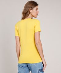Blusa-Feminina-Choker-Basica-Manga-Curta-Decote-Redondo-Amarelo-Escuro-8625969-Amarelo_Escuro_2
