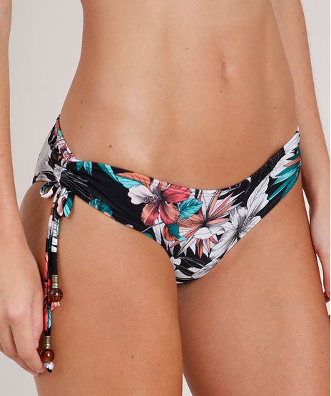 Biquini-Calcinha-Estampado-Floral-Hibisco-com-Protecao-UV50--Preto-9784134-Preto_1