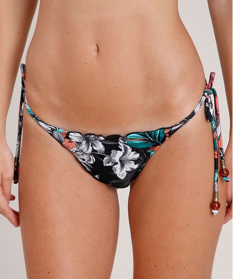 Biquini-Calcinha-Tanga-Levanta-Bumbum-Estampado-Floral-Hibisco-com-Protecao-UV50--Preto-9784132-Preto_1