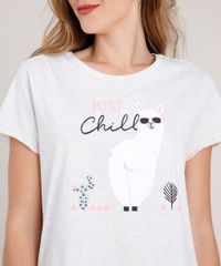 Pijama-Feminino-Lhama-com-Pompom--Just-Chill--Manga-Curta-Cinza-Mescla-Claro-9836545-Cinza_Mescla_Claro_3