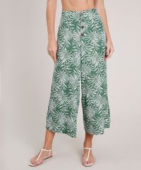 Calca-Pantacourt-Saida-de-Praia-Estampada-de-Folhagem-com-Bolsos-Verde-9781300-Verde_1