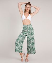Calca-Pantacourt-Saida-de-Praia-Estampada-de-Folhagem-com-Bolsos-Verde-9781300-Verde_3