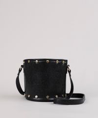 Bolsa-Feminina-Balde-Pequena-Texturizada-Cobra-com-Tachas-Alca-Transversal-Preta-9614935-Preto_3