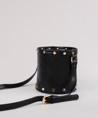 Bolsa-Feminina-Balde-Pequena-Texturizada-Cobra-com-Tachas-Alca-Transversal-Preta-9614935-Preto_4