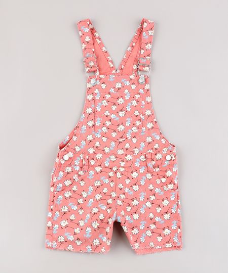 Jardineira-de-Sarja-Infantil-Estampada-Floral-Barra-Desfiada-Coral-9822540-Coral_1