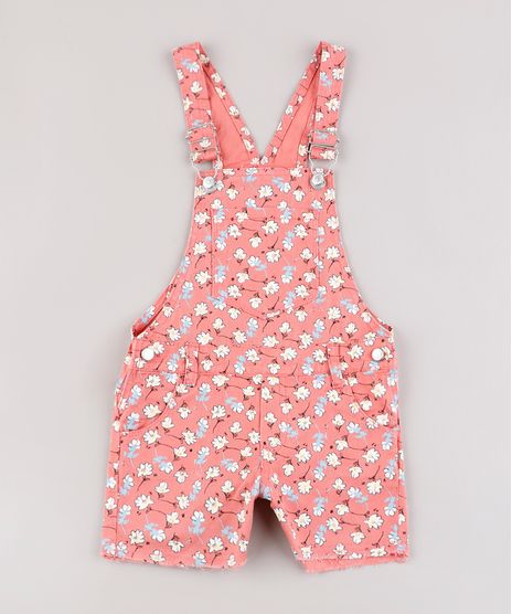 Jardineira-de-Sarja-Infantil-Estampada-Floral-Barra-Desfiada-Coral-9822540-Coral_1