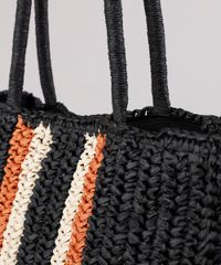 Bolsa-Feminina-Tote-Grande-com-Palha-e-Listras-Preta-9602443-Preto_5