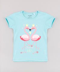 Blusa-Infantil-Flamingo-com-Glitter-Manga-Curta-Verde-Agua-9756287-Verde_Agua_1