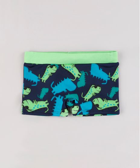 Sunga-Infantil-Boxer-Estampada-de-Dinossauros-Azul-Escuro-9803486-Azul_Escuro_1