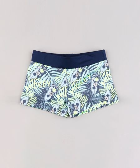 Sunga-Infantil-Boxer-Mickey-Estampada-de-Folhagem-Azul-Marinho-9772667-Azul_Marinho_1