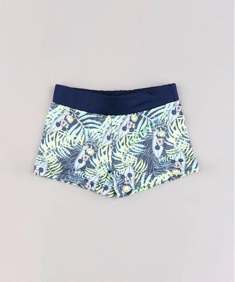 Sunga-Infantil-Boxer-Mickey-Estampada-de-Folhagem-Azul-Marinho-9772667-Azul_Marinho_1