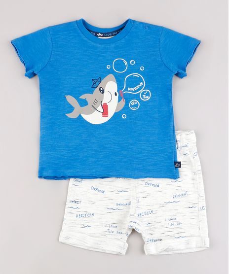 Conjunto-Infantil-Tubarao-de-Camiseta-Manga-Curta-Azul---Bermuda-em-Moletom-Estampada-Off-White-9671654-Off_White_1