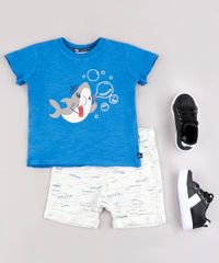 Conjunto-Infantil-Tubarao-de-Camiseta-Manga-Curta-Azul---Bermuda-em-Moletom-Estampada-Off-White-9671654-Off_White_2
