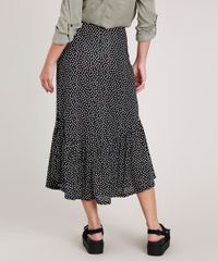 Saia-Feminina-Midi-Estampada-de-Poa-com-Babado-Preta-9840448-Preto_2