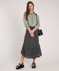 Saia-Feminina-Midi-Estampada-de-Poa-com-Babado-Preta-9840448-Preto_3