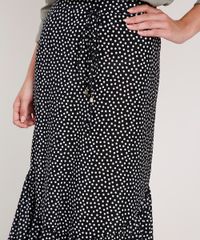 Saia-Feminina-Midi-Estampada-de-Poa-com-Babado-Preta-9840448-Preto_4