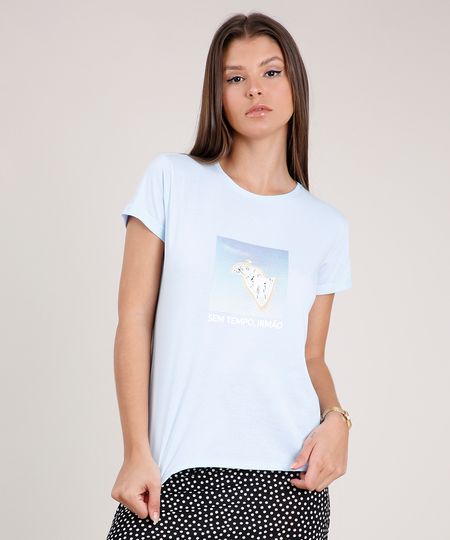 Blusa-Feminina-Relogio--Sem-Tempo-Irmao--Manga-Curta-Decote-Redondo-Azul-Claro-9777873-Azul_Claro_1