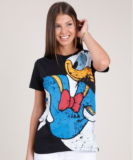 Blusa-Feminina-Pato-Donald-Ampla-Manga-Curta-Decote-Redondo-Preta-9850852-Preto_1