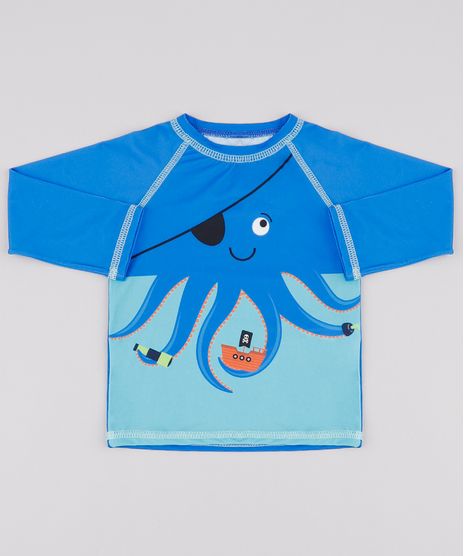 Camiseta-de-Praia-Infantil-Polvo-Raglan-Manga-Longa--Azul-9803487-Azul_1