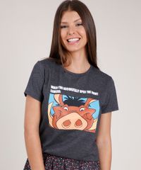 Blusa-Feminina-Pumba-O-Rei-Leao-Manga-Curta-Decote-Redondo-Cinza-Mescla-Escuro-9850283-Cinza_Mescla_Escuro_1