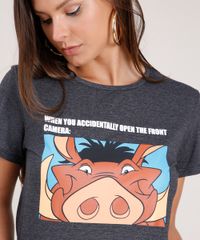 Blusa-Feminina-Pumba-O-Rei-Leao-Manga-Curta-Decote-Redondo-Cinza-Mescla-Escuro-9850283-Cinza_Mescla_Escuro_4