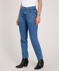 Calca-Jeans-Feminina-Mom-Clochard-Cintura-Super-Alta-com-Cordao-para-Amarrar-Azul-Escuro-9833816-Azul_Escuro_1