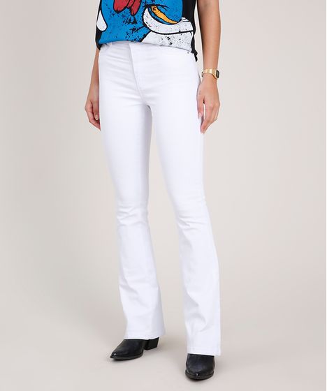 calça boot cut branca