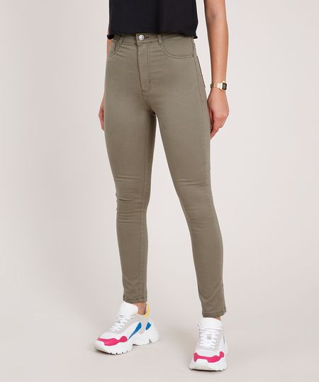 Calca-de-Sarja-Feminina-Sawary-Super-Skinny-Cintura-Alta-Verde-Militar-9876240-Verde_Militar_1