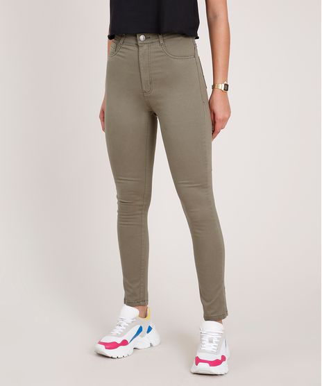 Calca-de-Sarja-Feminina-Sawary-Super-Skinny-Cintura-Alta-Verde-Militar-9876240-Verde_Militar_1