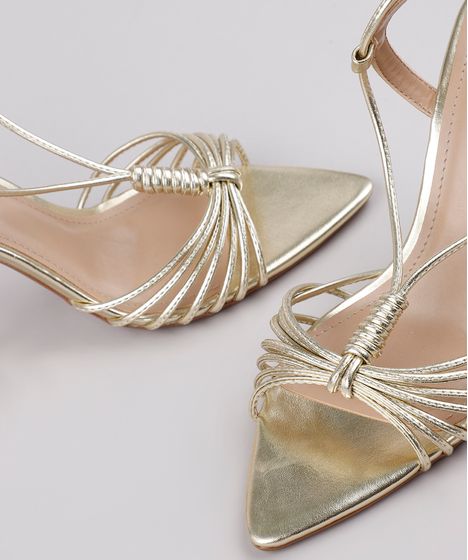 salto alto fino dourado