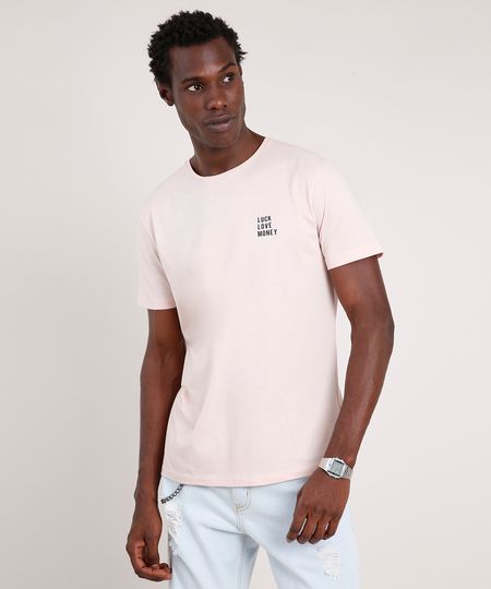Camiseta-Masculina--Luck-Love-Money--Manga-Curta-Gola-Careca-Rose-9725623-Rose_1