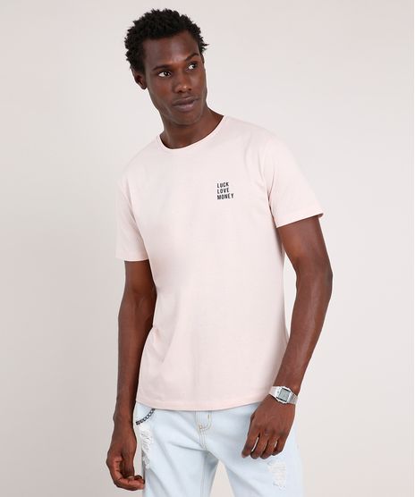 Camiseta-Masculina--Luck-Love-Money--Manga-Curta-Gola-Careca-Rose-9725623-Rose_1