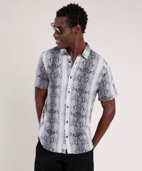 Camisa-Masculina-Tradicional-Estampada-Animal-Print-Cobra-Manga-Curta--Cinza-9854618-Cinza_1