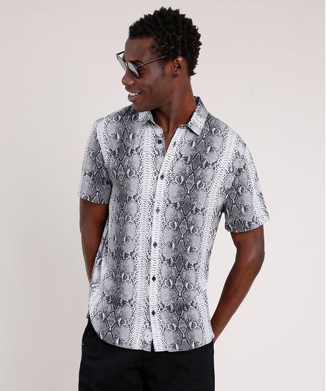Camisa-Masculina-Tradicional-Estampada-Animal-Print-Cobra-Manga-Curta--Cinza-9854618-Cinza_1