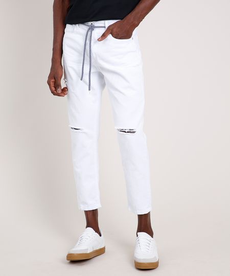 Calca-de-Sarja-Masculina-Tapered-com-Rasgos-e-Cordao-Branco-9814881-Branco_1 Calca-de-Sarja-Masculina-Tapered-com-Rasgos-e-Cordao-Branco-9814881-Branco_1