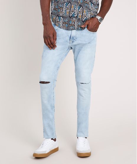 Calca-Jeans-Masculina-Skinny-com-Rasgos-Azul-Claro-9791188-Azul_Claro_1