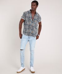 Camisa-Masculina-Tradicional-Estampada-Etnica-Manga-Curta--Preta-9821750-Preto_3