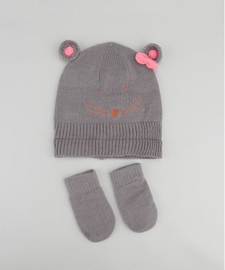 Gorro--Ursinho--em-Trico---Luvas-Cinza-Mescla-8490530-Cinza_Mescla_1