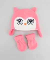 Gorro---Coruja--em-Plush---Luvas-Rosa-8490533-Rosa_1 Gorro---Coruja--em-Plush---Luvas-Rosa-8490533-Rosa_1