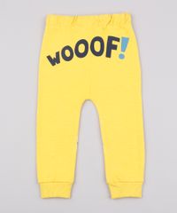 Calca-Infantil-em-Moletom-Cachorro--Wooof--com-Bolsos-Amarelo-9676214-Amarelo_2