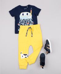 Calca-Infantil-em-Moletom-Cachorro--Wooof--com-Bolsos-Amarelo-9676214-Amarelo_3