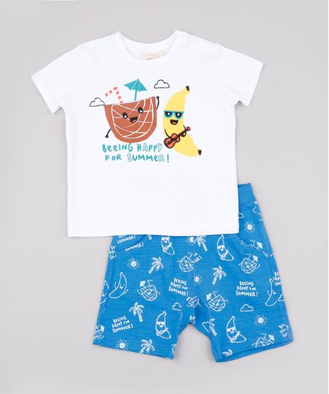 Conjunto-Infantil-Banana-Tropical-de-Camiseta-Manga-Curta-Branca---Short-Estampado-Azul-9671646-Azul_1